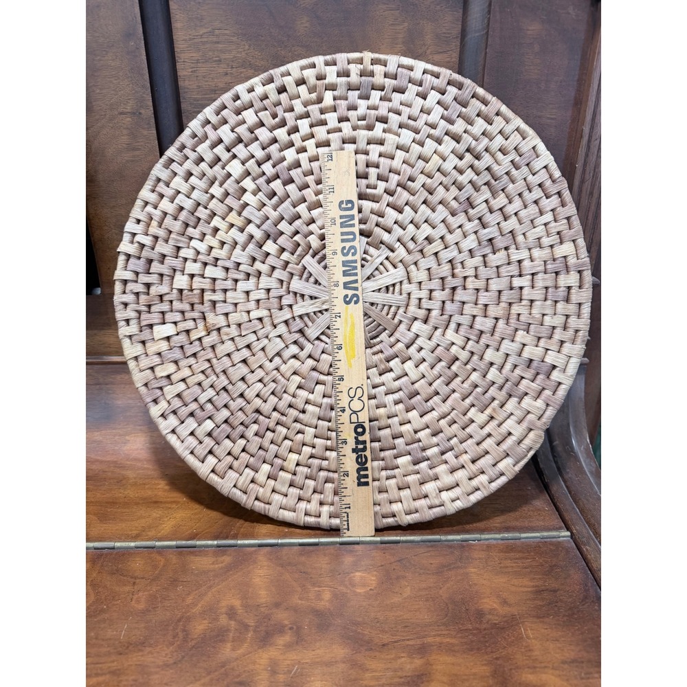 1-Natural Woven Seagrass Round Wall Basket Decor Boho Tray 12 Inch